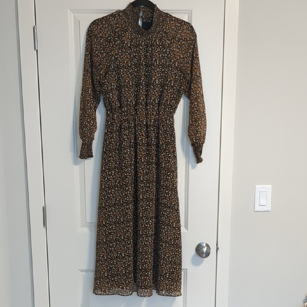 Madewell Brown Floral Long Sleeve Dress